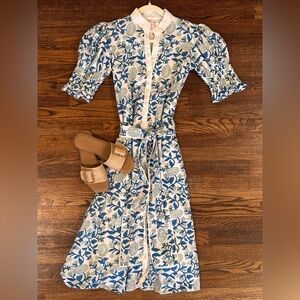 Victoria Dunn Print Block Puff Sleeve Dress